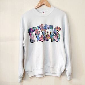 Vintage 1993 Texas Floral Graphic Sweatshirt By Jerzees XL